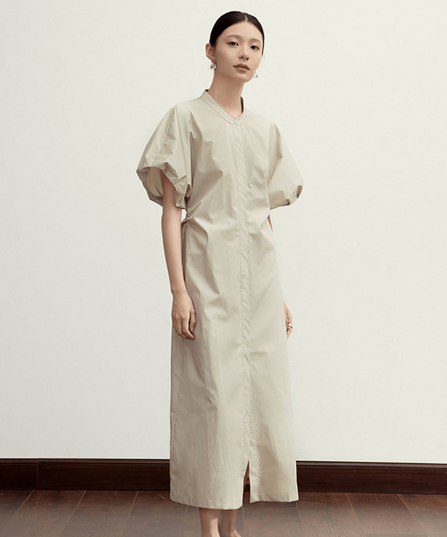 Puff Sleeve Stand Collar Onepiece - LOVE POMME POMME
