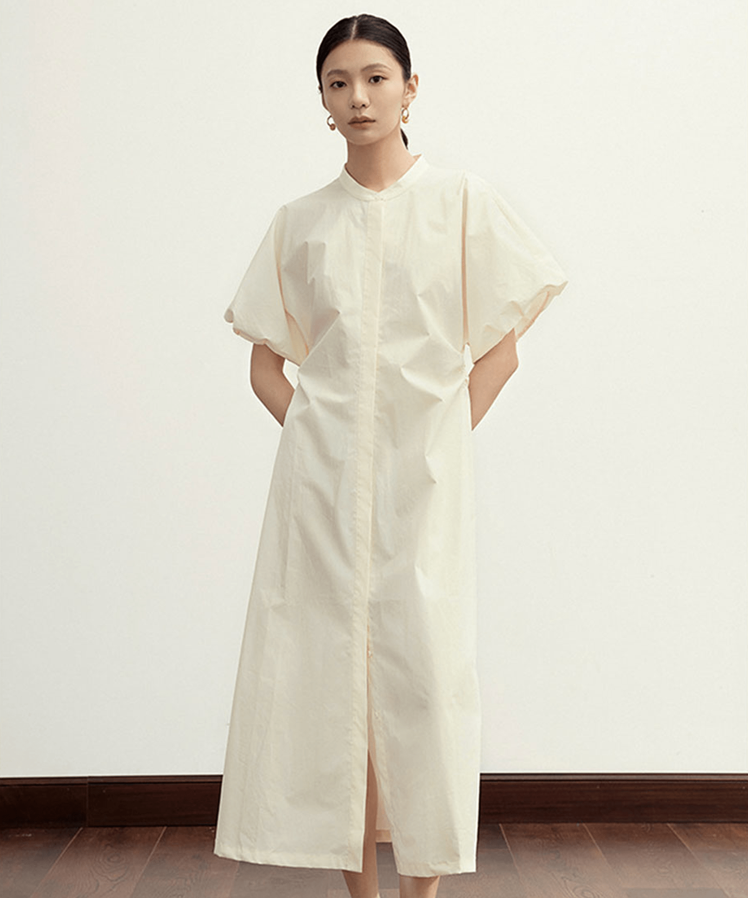 Puff Sleeve Stand Collar Onepiece - LOVE POMME POMME