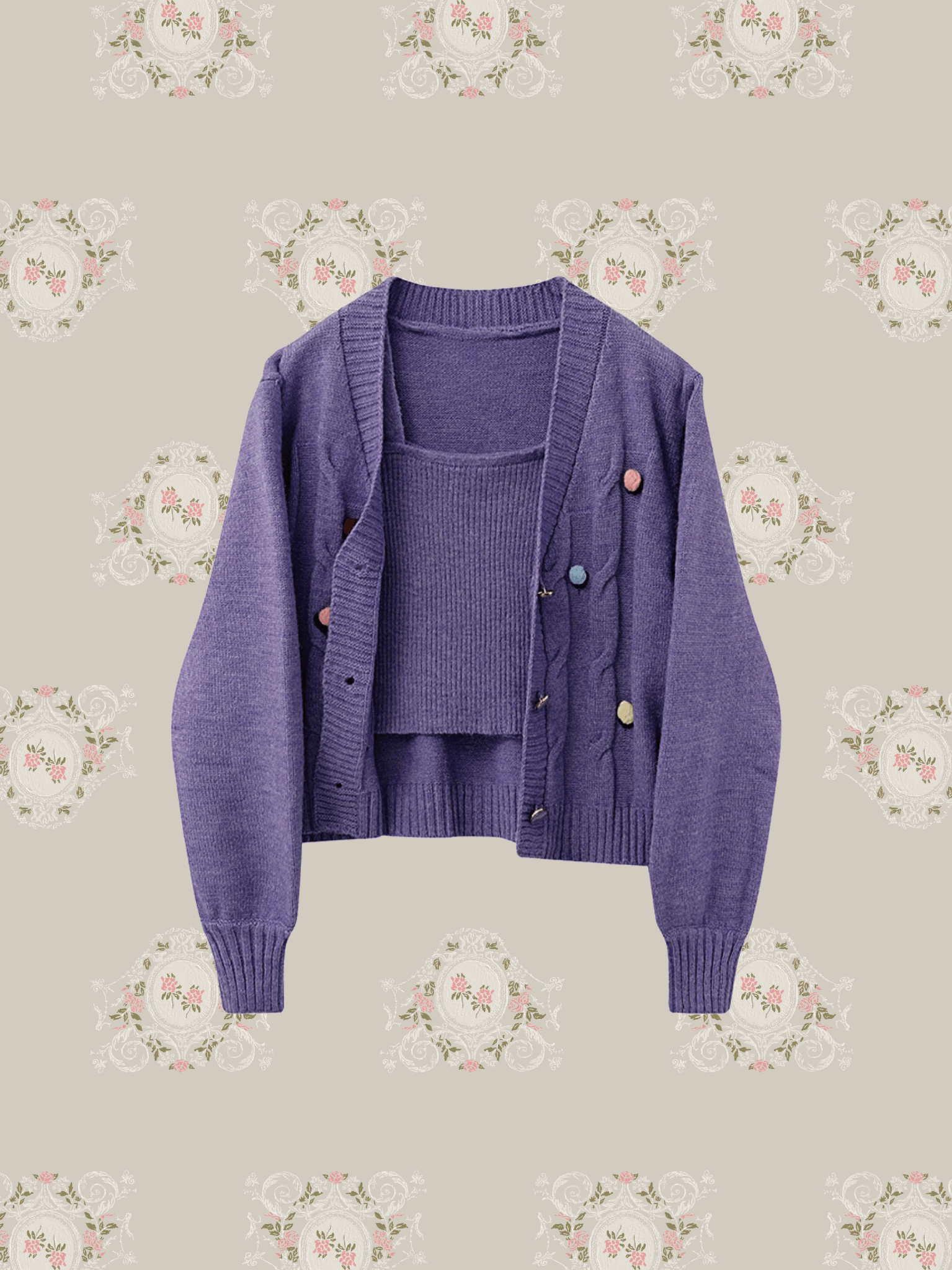 Purple Camisole Knit Set-Up - LOVE POMME POMME