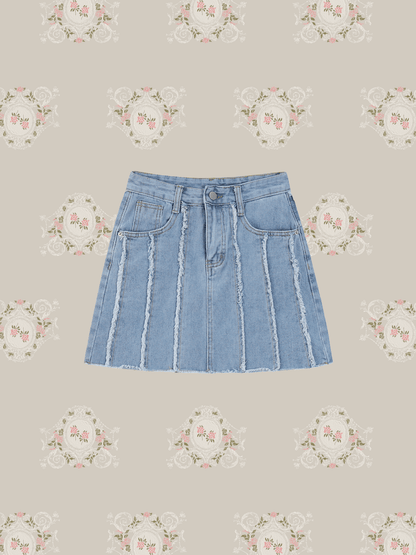 Raw Edge Denim Skirt - LOVE POMME POMME