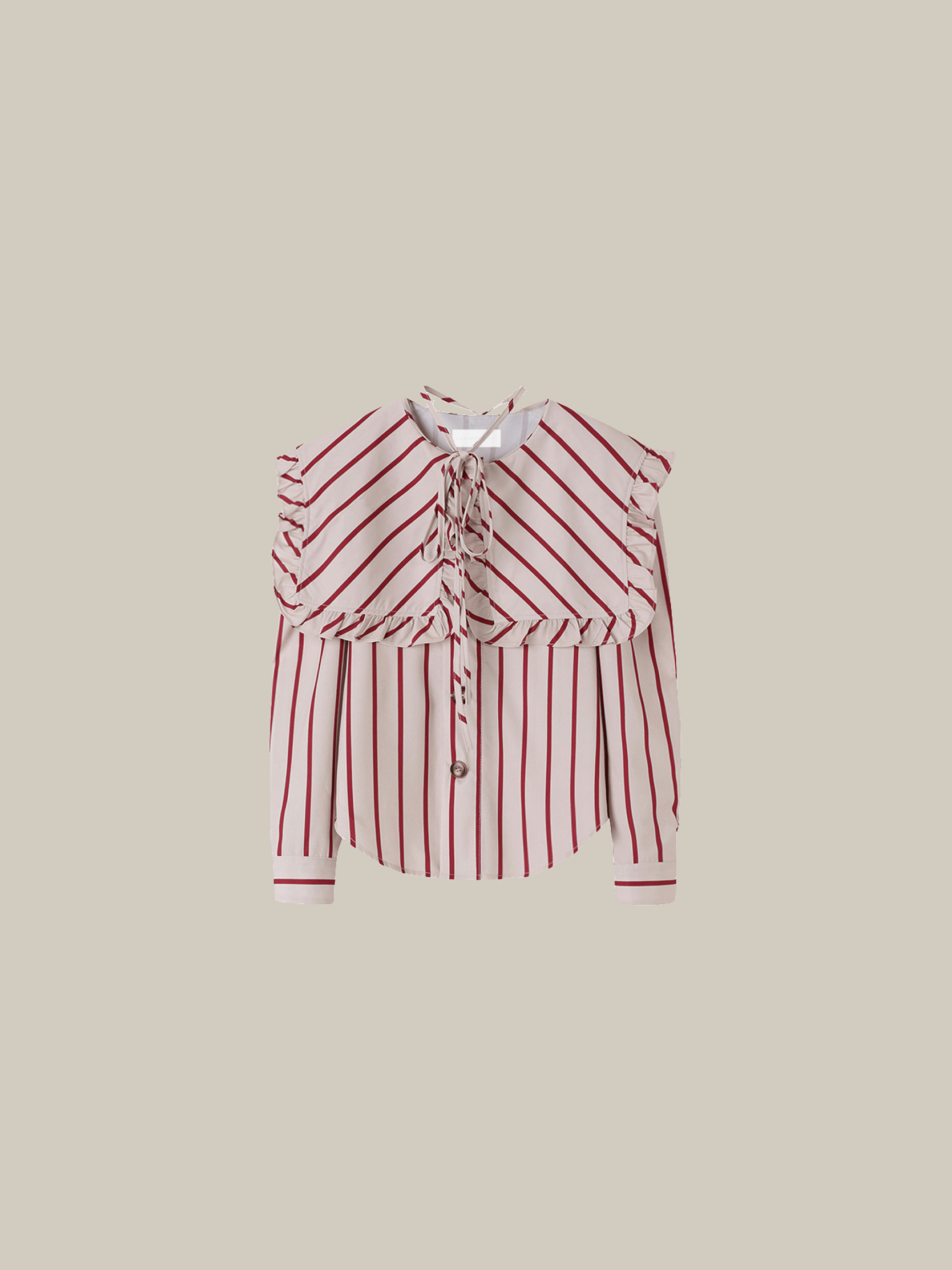 Red Stripe Big Collar Blouse - LOVE POMME POMME