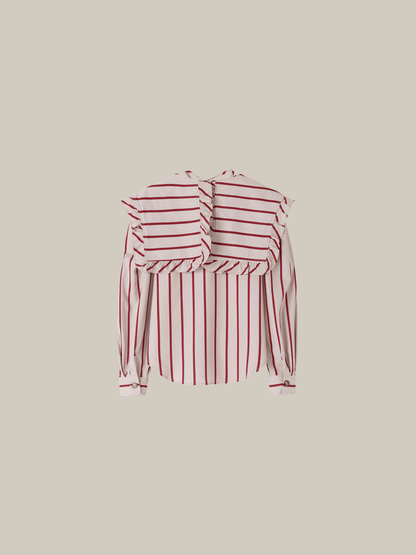 Red Stripe Big Collar Blouse - LOVE POMME POMME