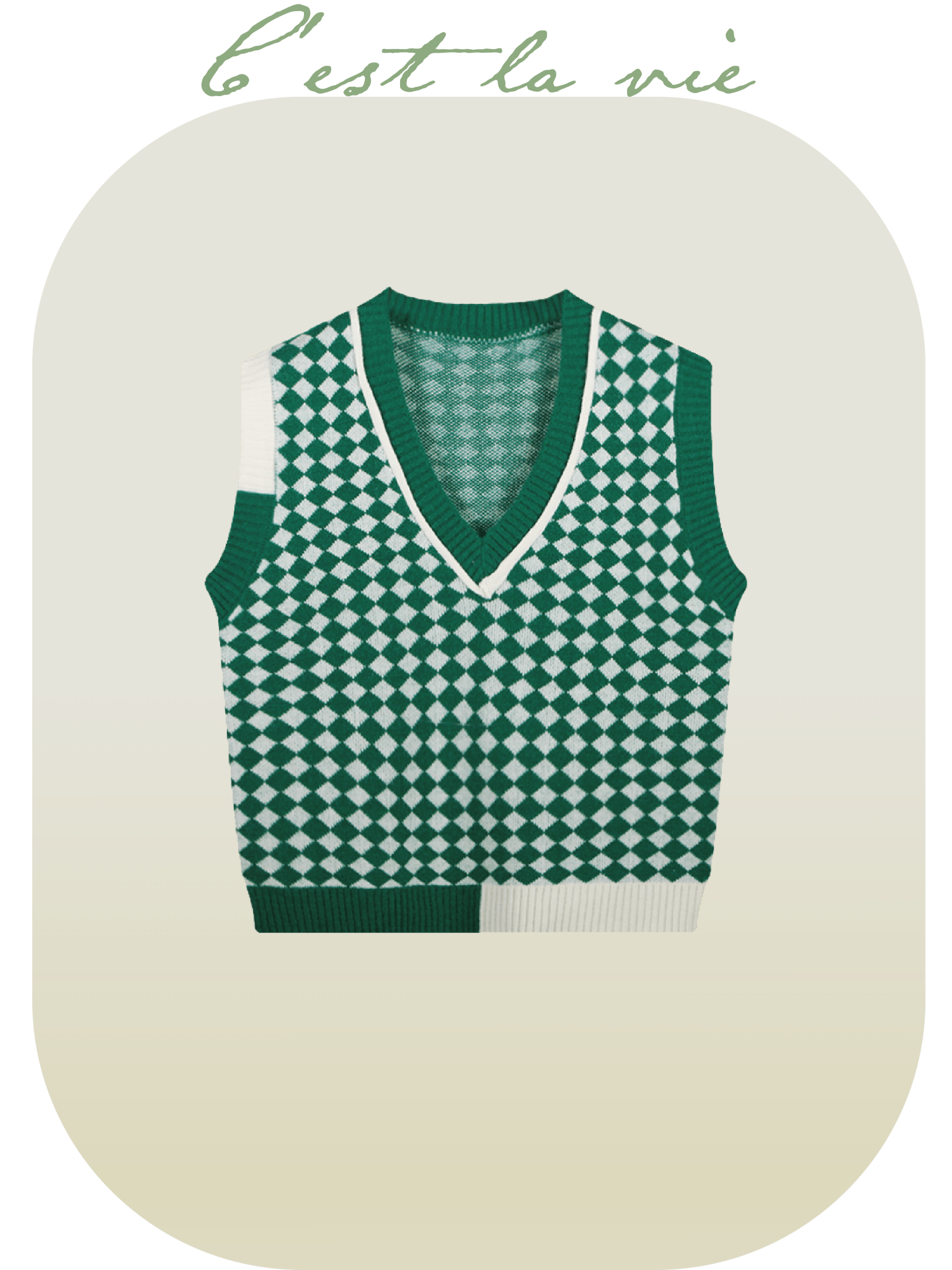 Retro Green Motif Knit Vest - LOVE POMME POMME