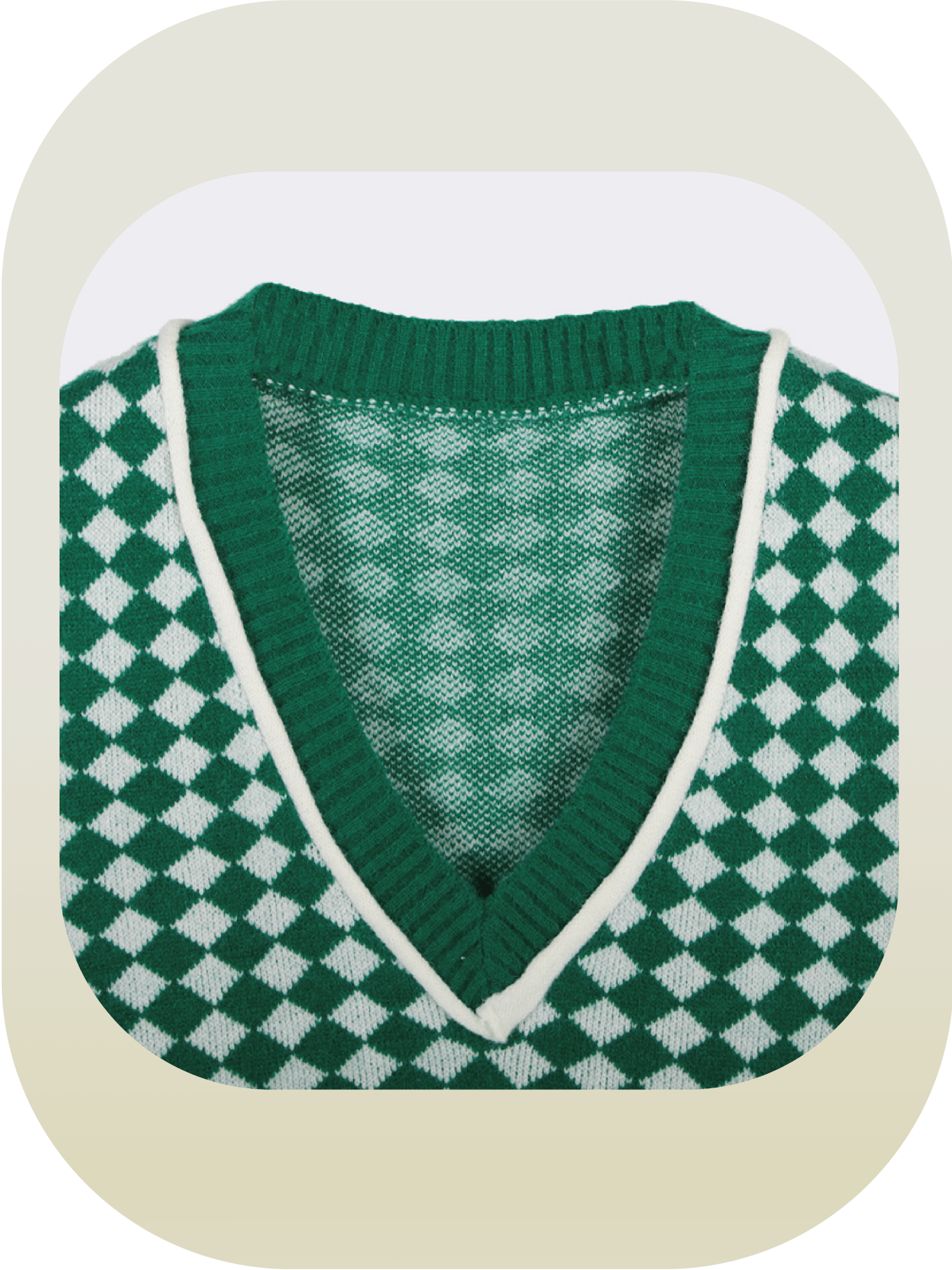 Retro Green Motif Knit Vest - LOVE POMME POMME