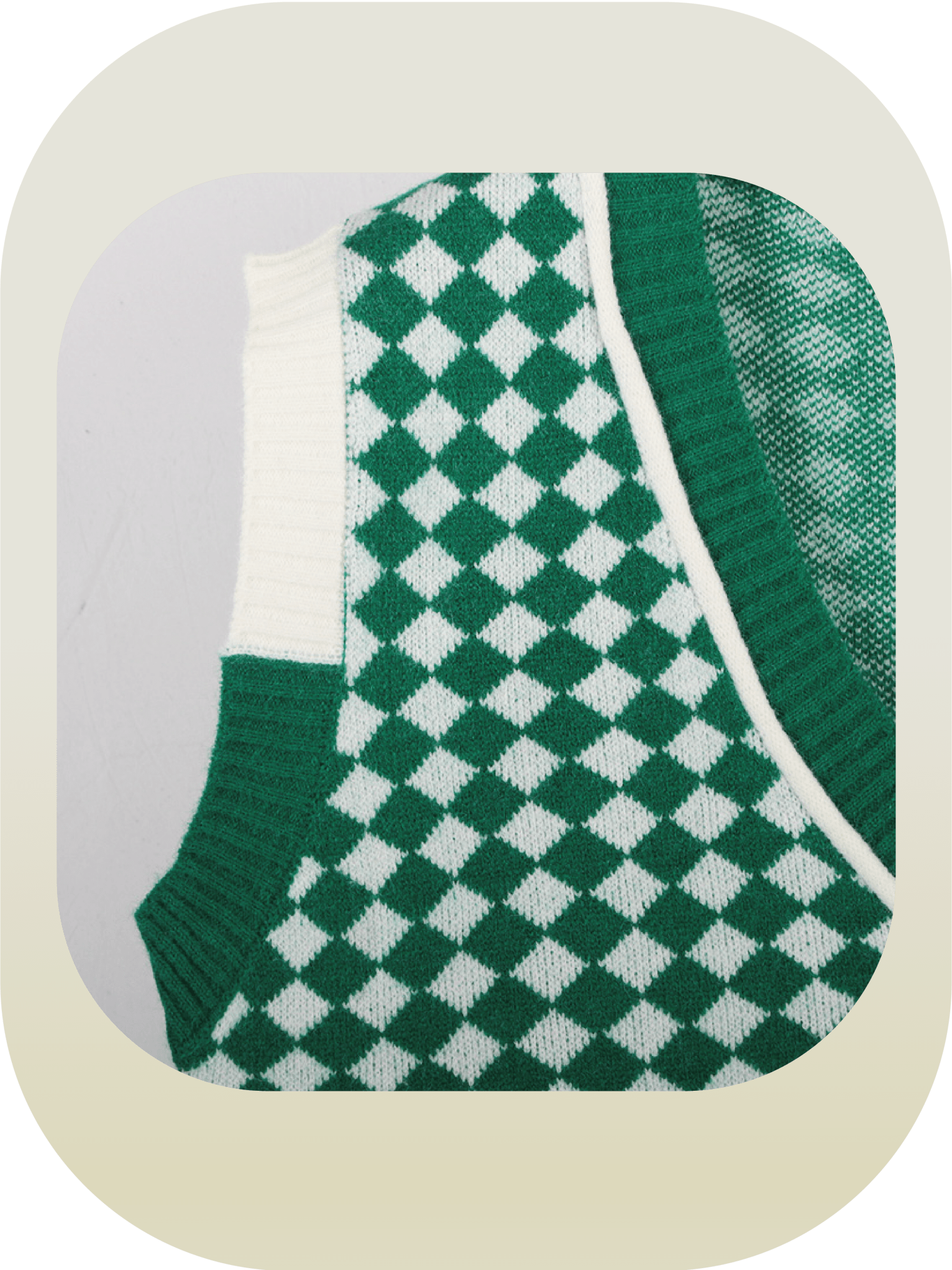 Retro Green Motif Knit Vest - LOVE POMME POMME