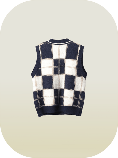 Retro Plaid Knit Vest - LOVE POMME POMME