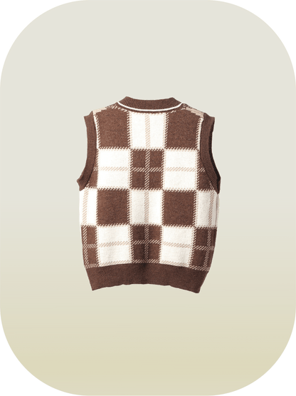 Retro Plaid Knit Vest - LOVE POMME POMME