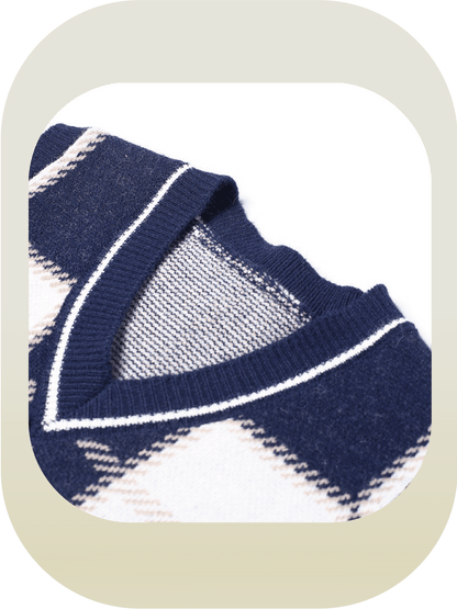 Retro Plaid Knit Vest - LOVE POMME POMME