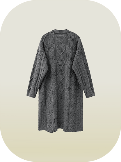 Rib Knit Long Coat - LOVE POMME POMME