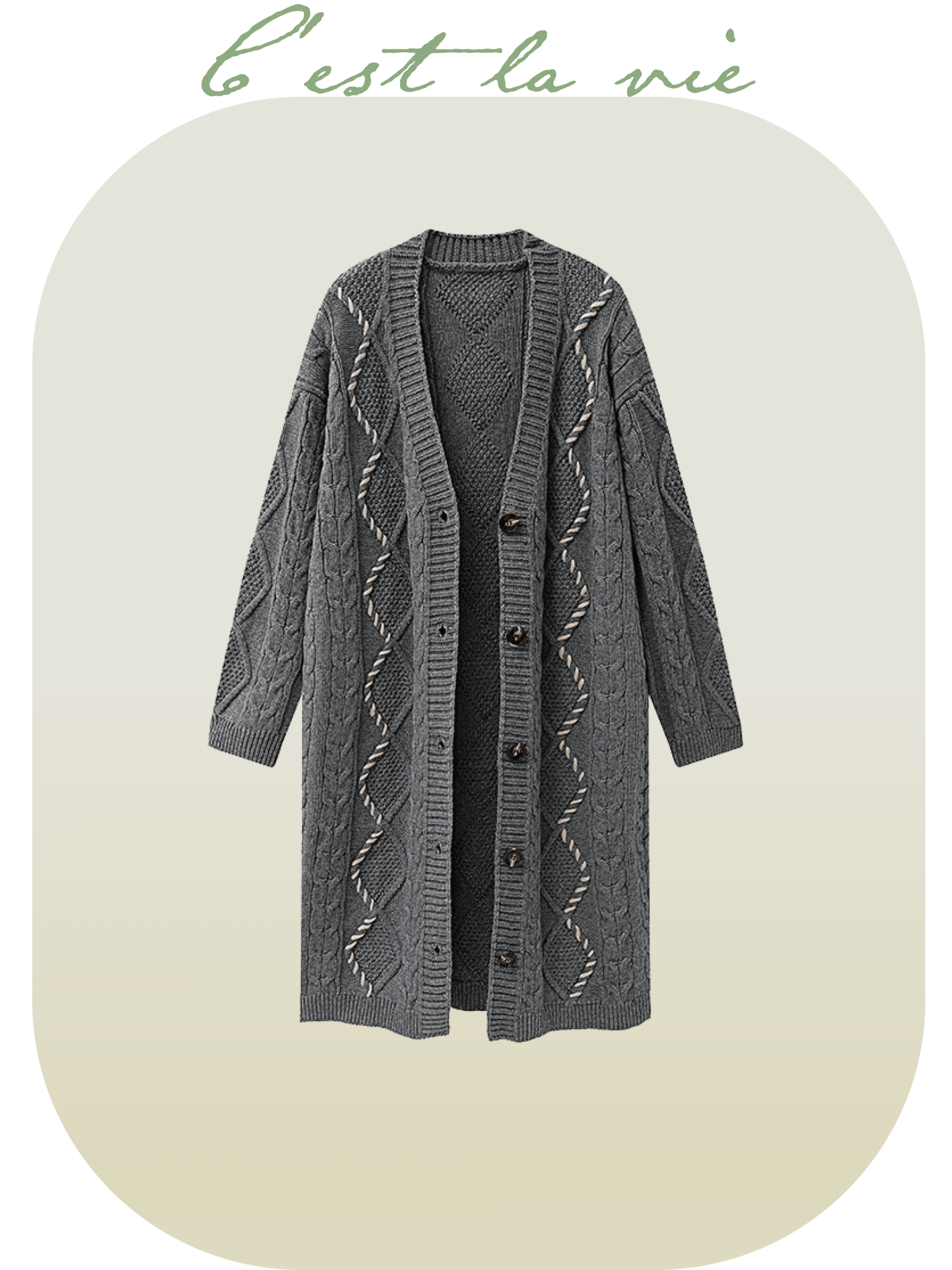 Rib Knit Long Coat - LOVE POMME POMME