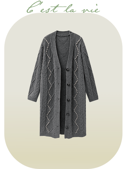 Rib Knit Long Coat - LOVE POMME POMME