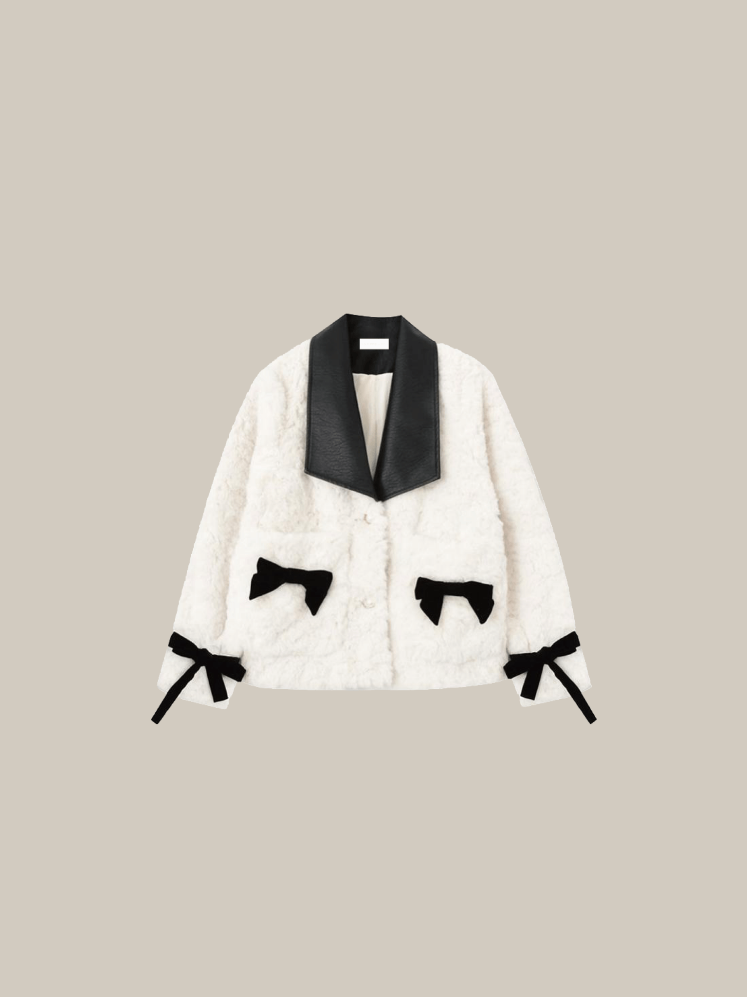 Ribbon Wool Fur Short Coat - LOVE POMME POMME