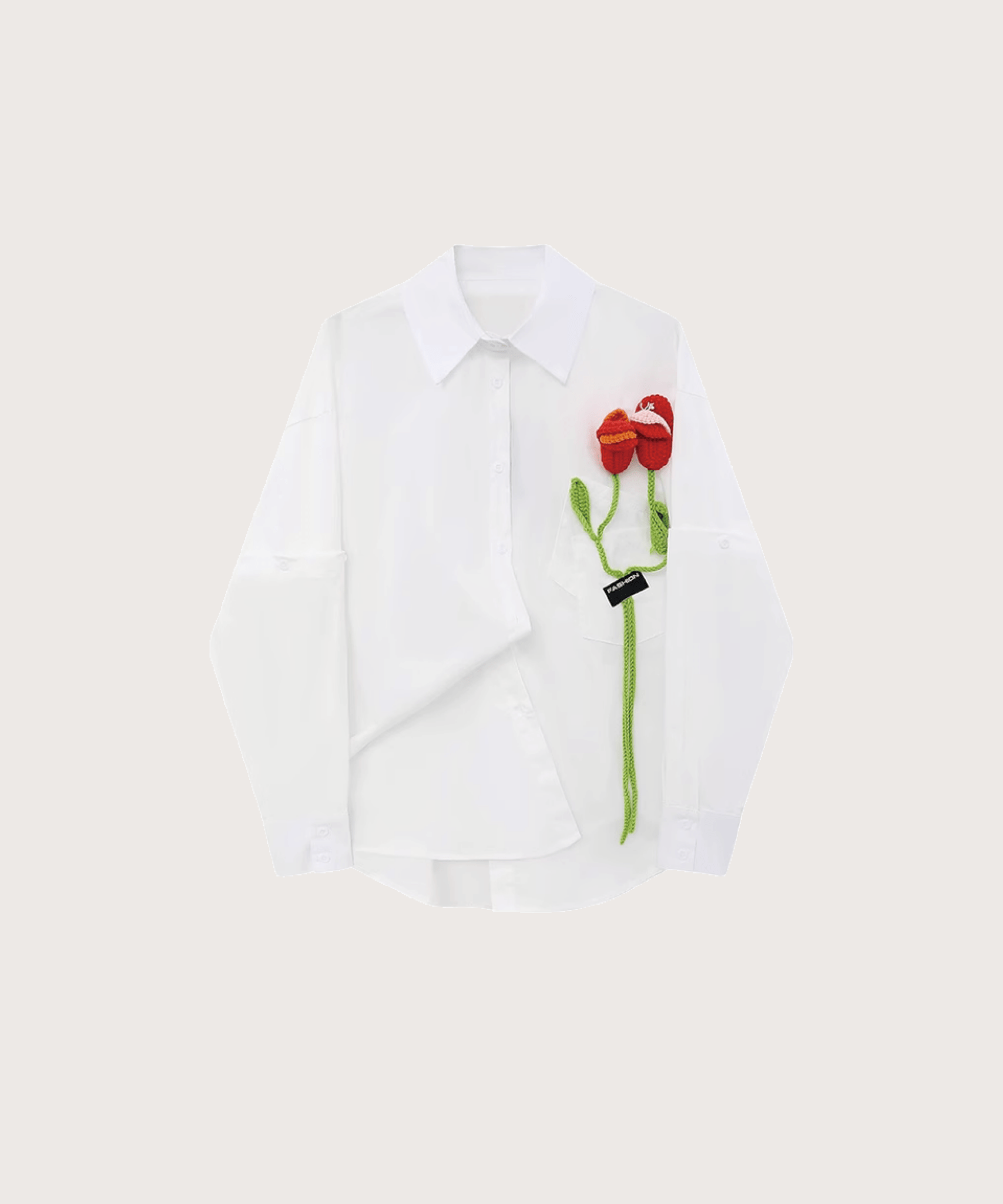 Rose Applique White Shirt - LOVE POMME POMME