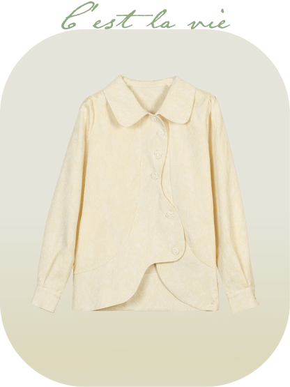 Rose Button Jacquard Shirt Jacket - LOVE POMME POMME