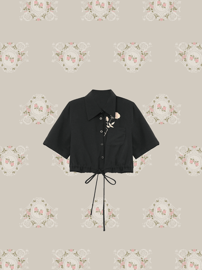 Rose Embroidered Shirt - LOVE POMME POMME