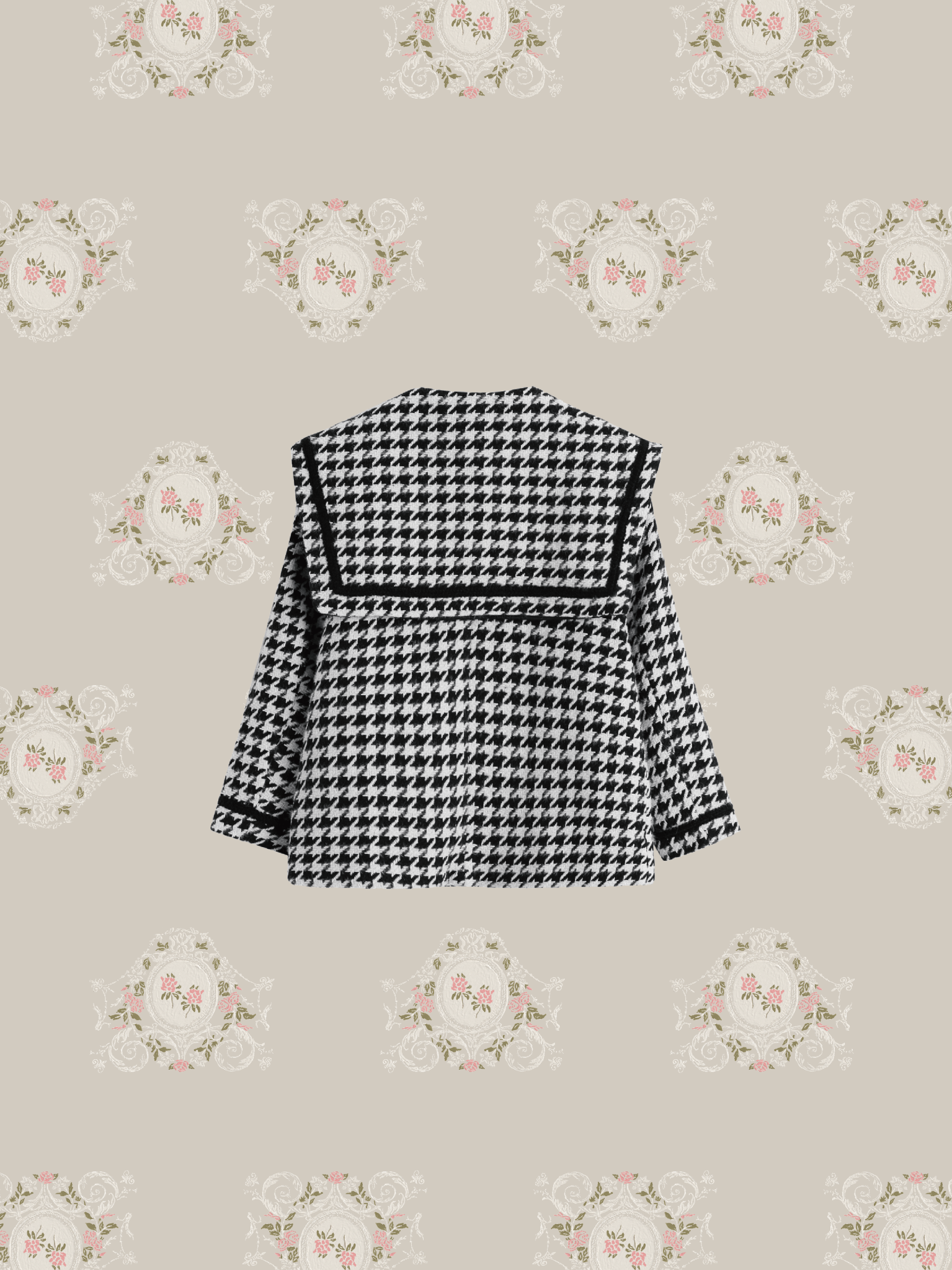 Sailor Collar Houndstooth Coat - LOVE POMME POMME