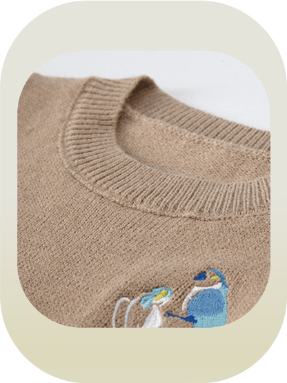 Side Ribbon Embroidery Knit Vest - LOVE POMME POMME