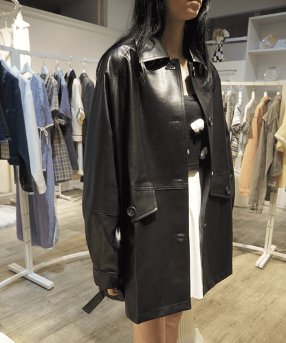 Silhouette Pu Leather Jacket - LOVE POMME POMME