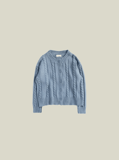 Simple Cable Knit Cardigan - LOVE POMME POMME