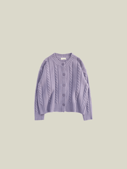 Simple Cable Knit Cardigan - LOVE POMME POMME