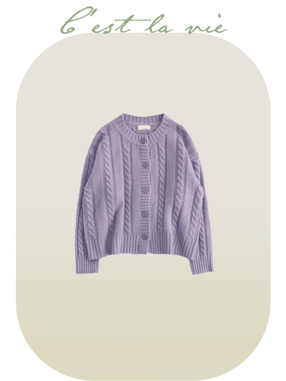 Simple Cable Knit Cardigan - LOVE POMME POMME