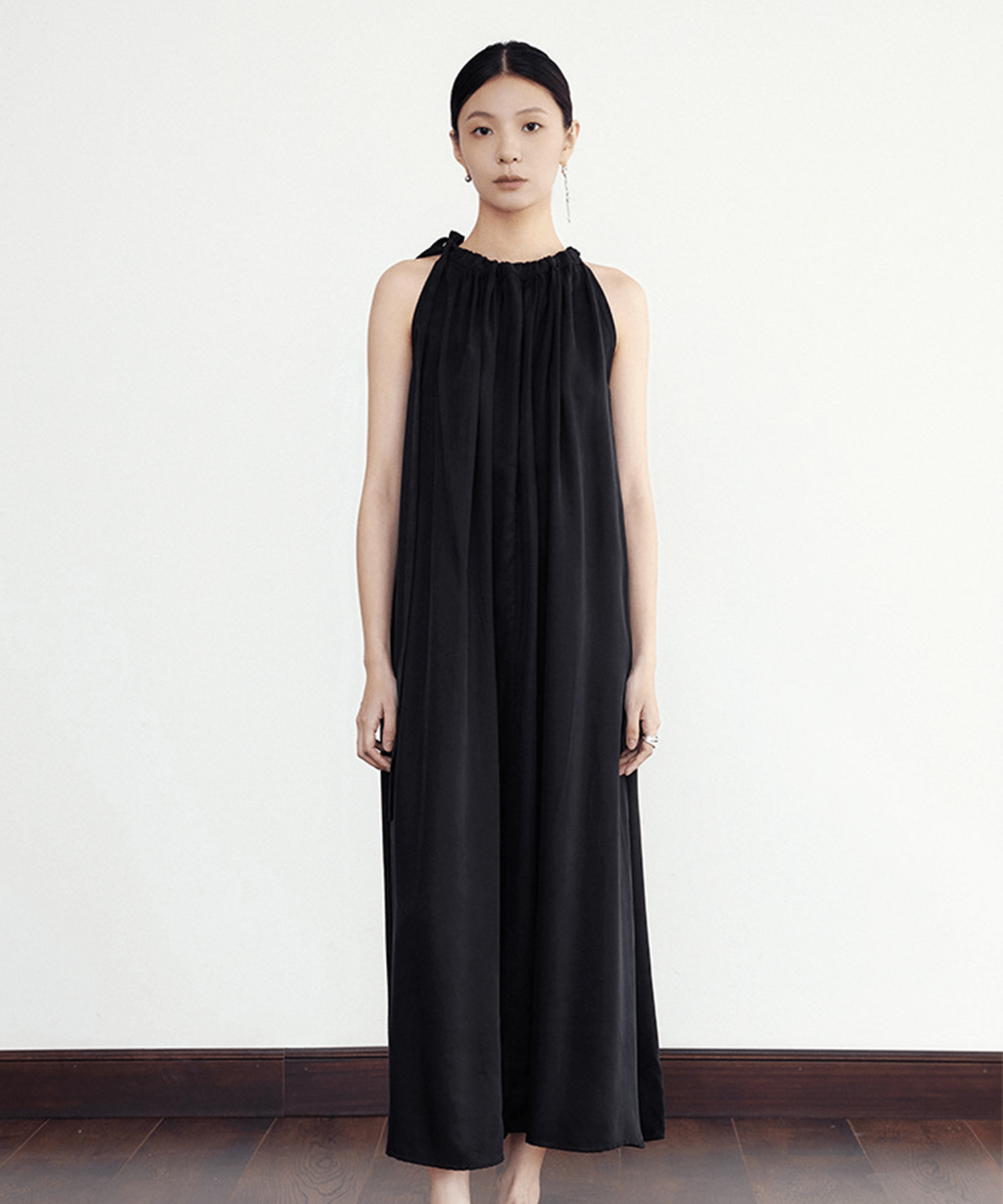 Sleeveless Shirring Long Onepiece - LOVE POMME POMME