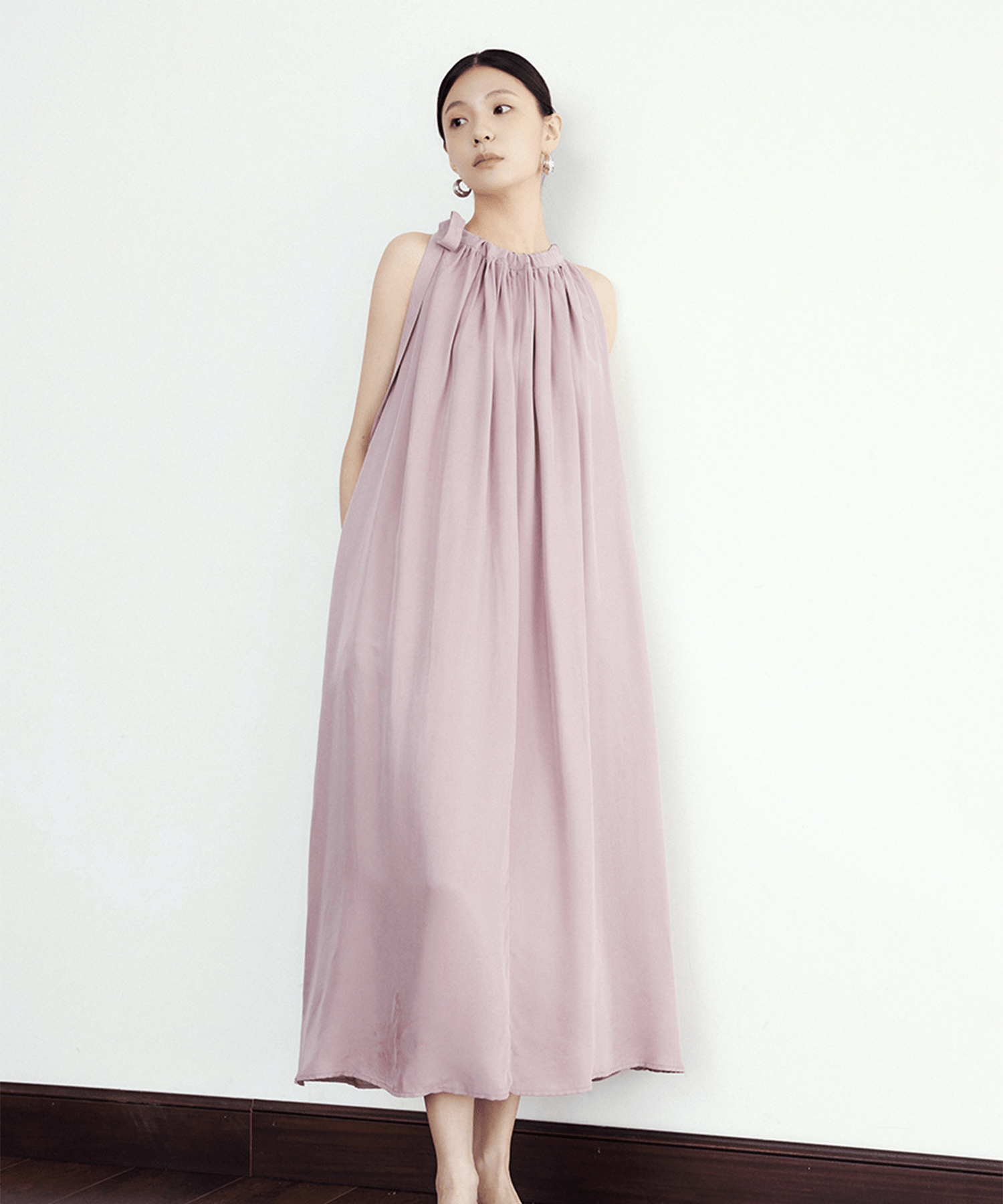 Sleeveless Shirring Long Onepiece - LOVE POMME POMME
