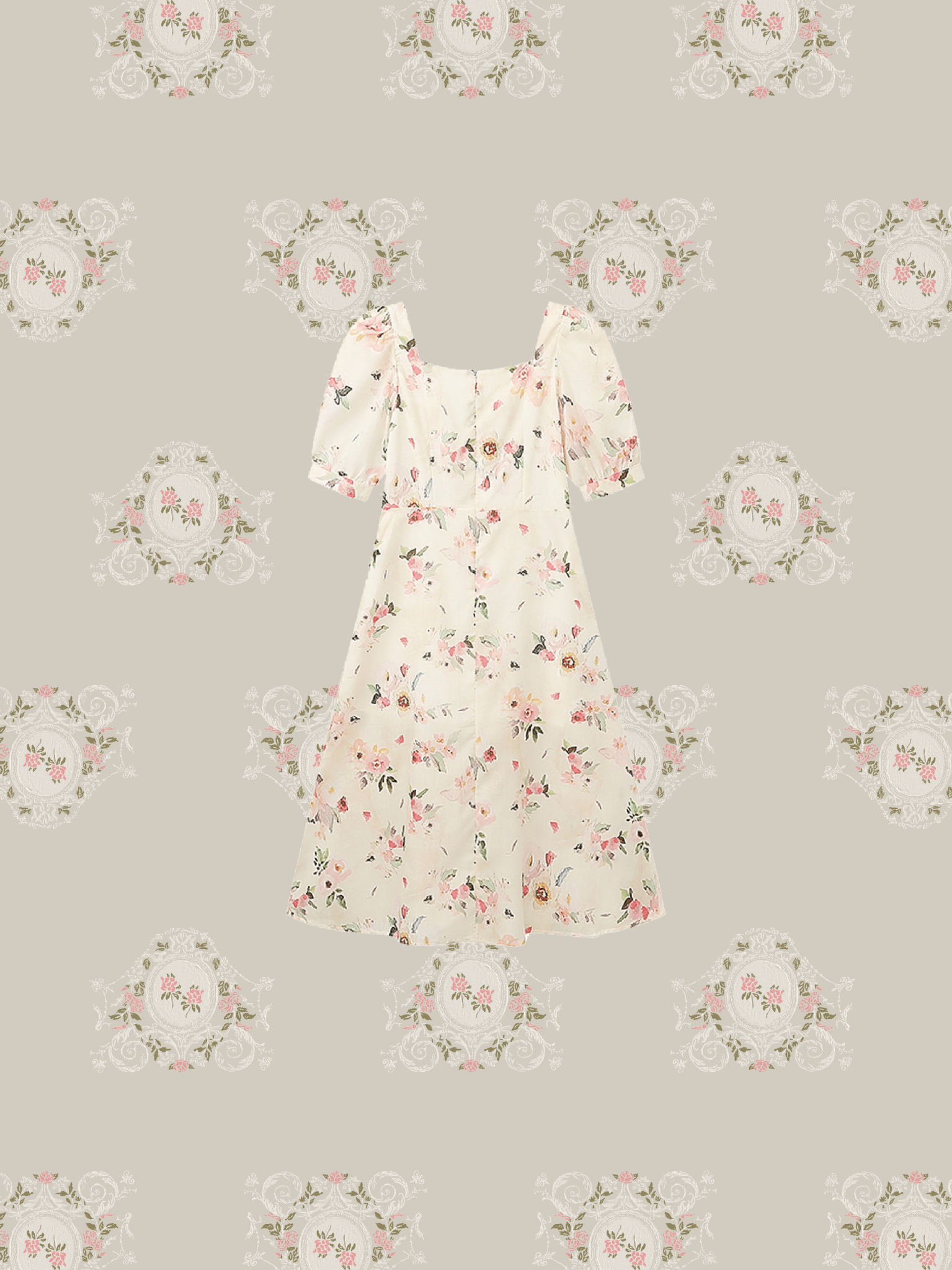 Square Collar Print Dress - LOVE POMME POMME