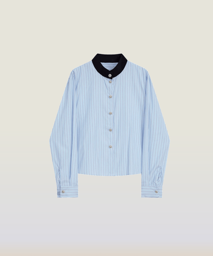 Stand Collar Stripe Shirt - LOVE POMME POMME