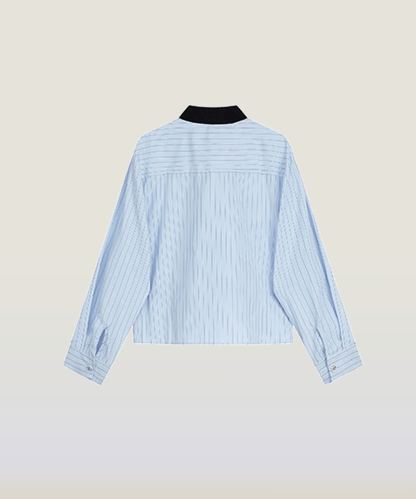 Stand Collar Stripe Shirt - LOVE POMME POMME