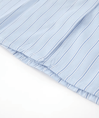 Stand Collar Stripe Shirt - LOVE POMME POMME