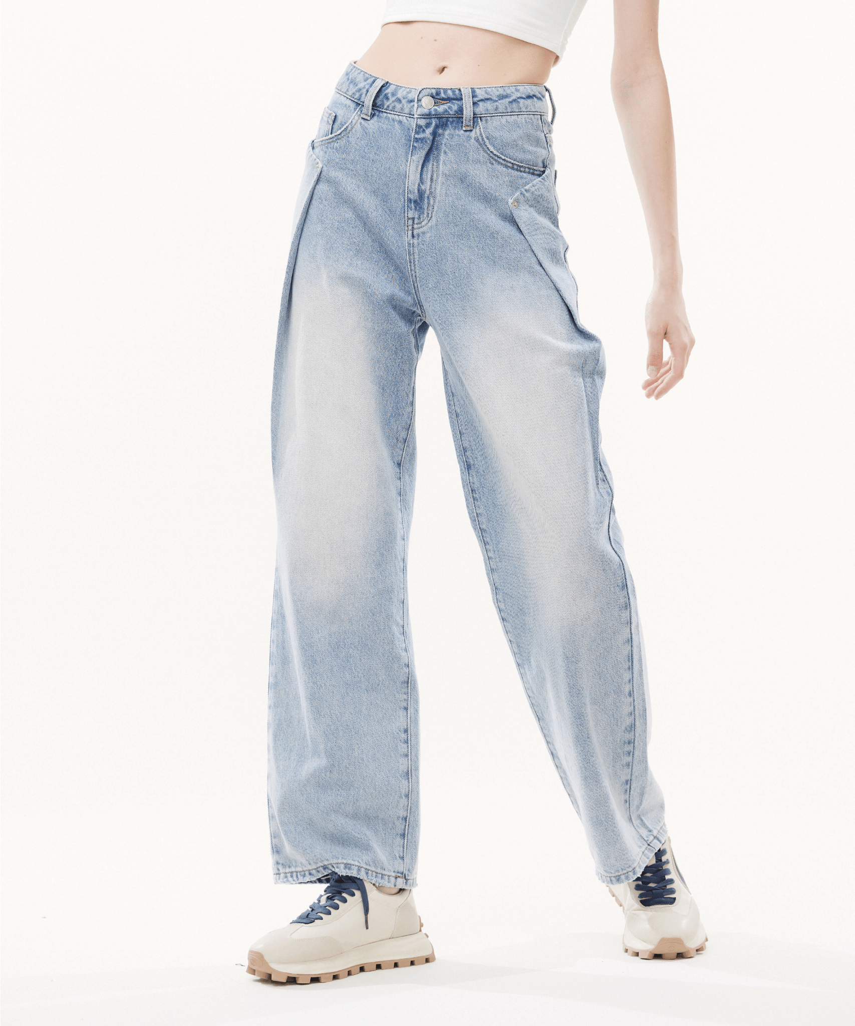 Straight Cut Jeans With Side Seam Design - LOVE POMME POMME