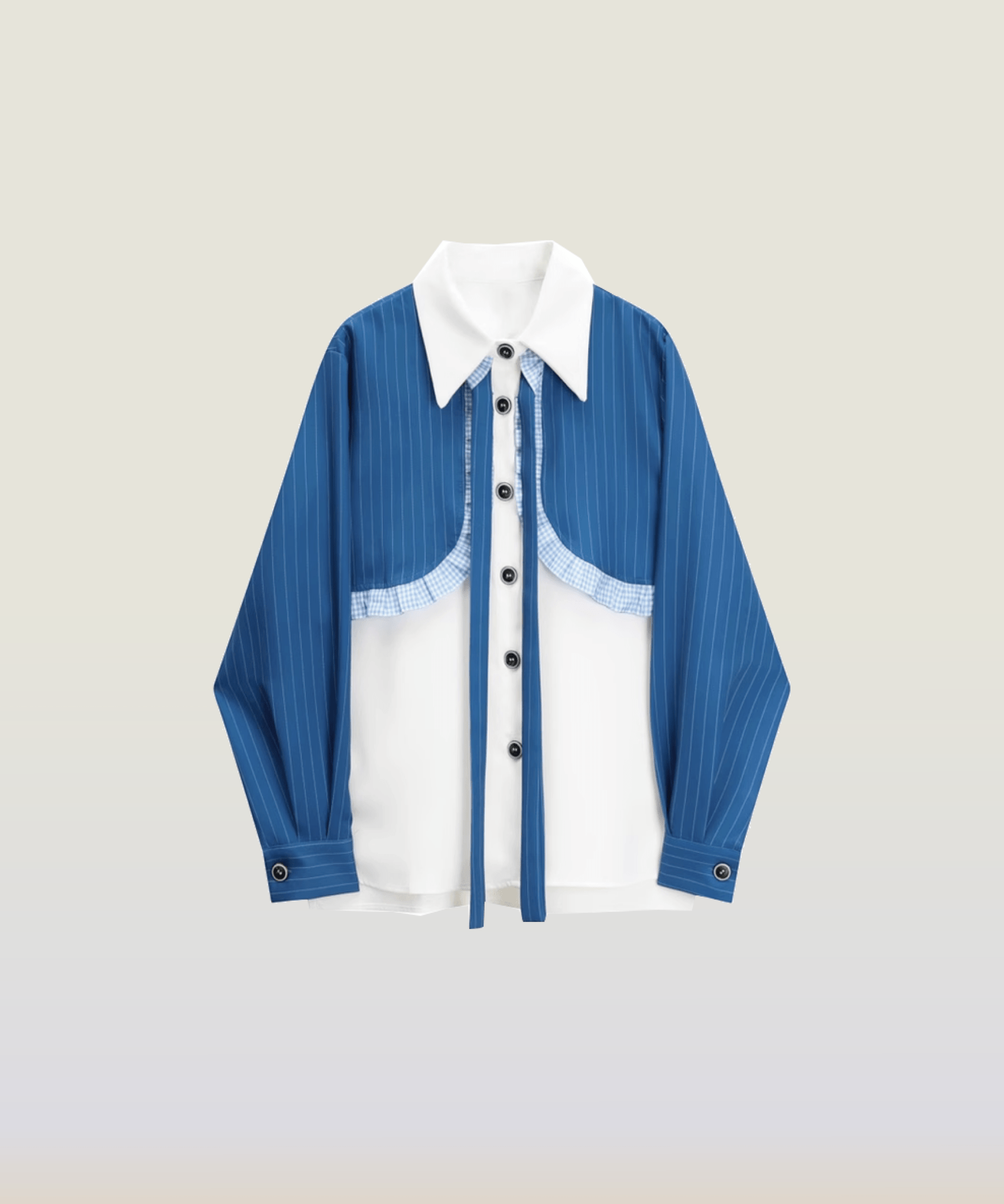 Stripe Cape Stitching Shirt - LOVE POMME POMME