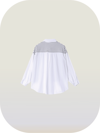 Stripe Patchwork Design Shirt - LOVE POMME POMME