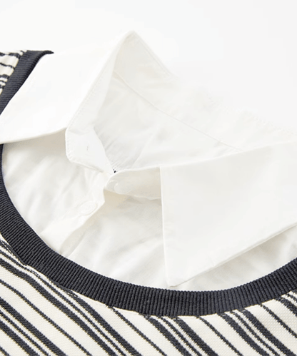 Stripe Top Patchwork Shirt - LOVE POMME POMME