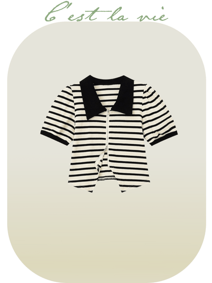 Stripe Zipper Top - LOVE POMME POMME