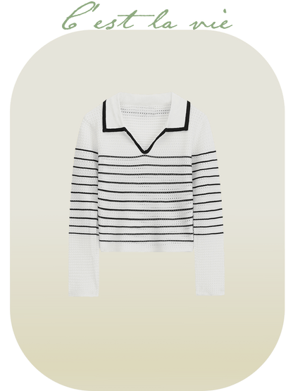 Striped Line Knit Top - LOVE POMME POMME