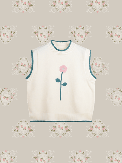Sweet Flower Knit Vest - LOVE POMME POMME