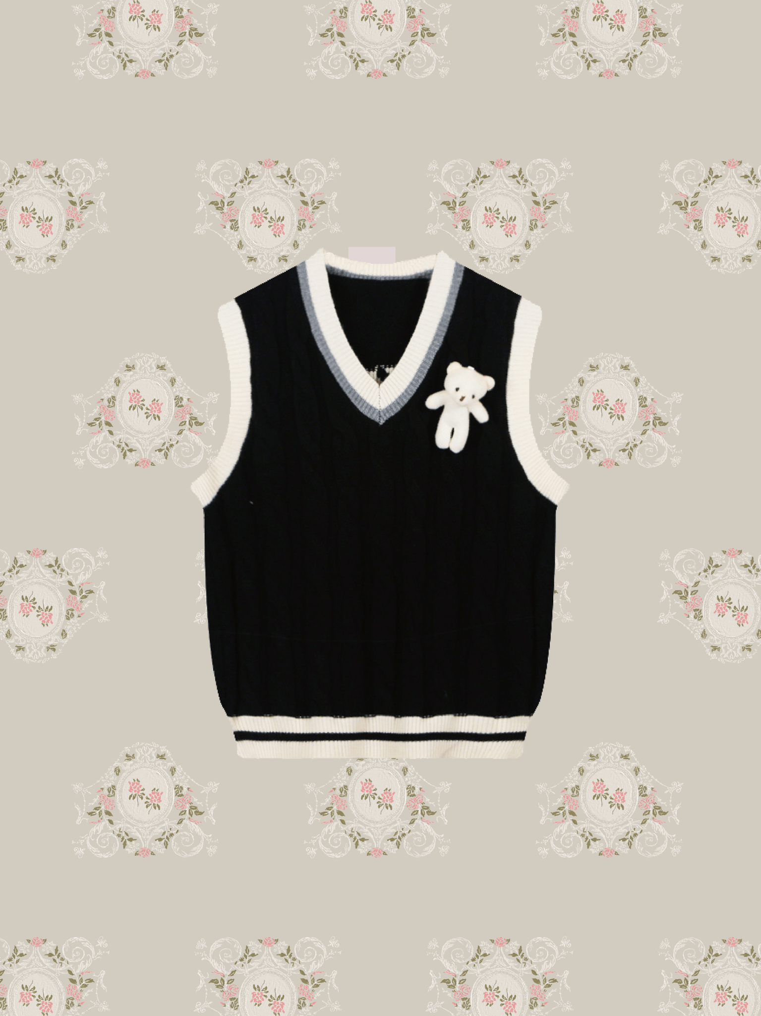 Toy Bear Decorate Knit Vest - LOVE POMME POMME