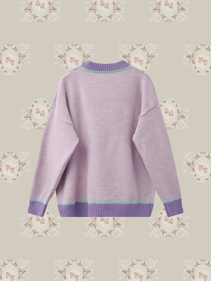 Tulip Pattern Round Collar Knit - LOVE POMME POMME