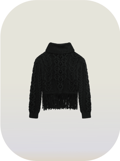 Turtleneck Tassel Sweater - LOVE POMME POMME