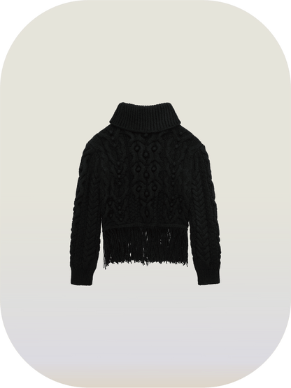 Turtleneck Tassel Sweater - LOVE POMME POMME