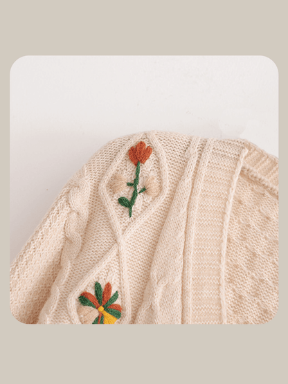 Twist Embroidered Knit Cardigan - LOVE POMME POMME