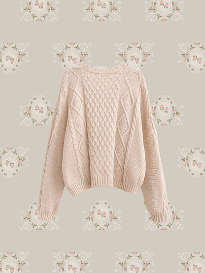 Twist Embroidered Knit Cardigan - LOVE POMME POMME