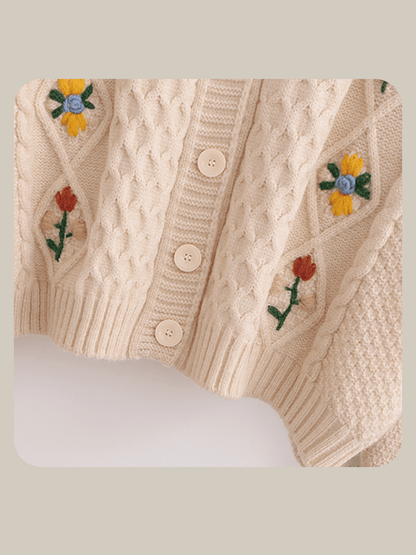 Twist Embroidered Knit Cardigan - LOVE POMME POMME