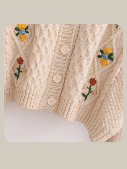 Twist Embroidered Knit Cardigan - LOVE POMME POMME