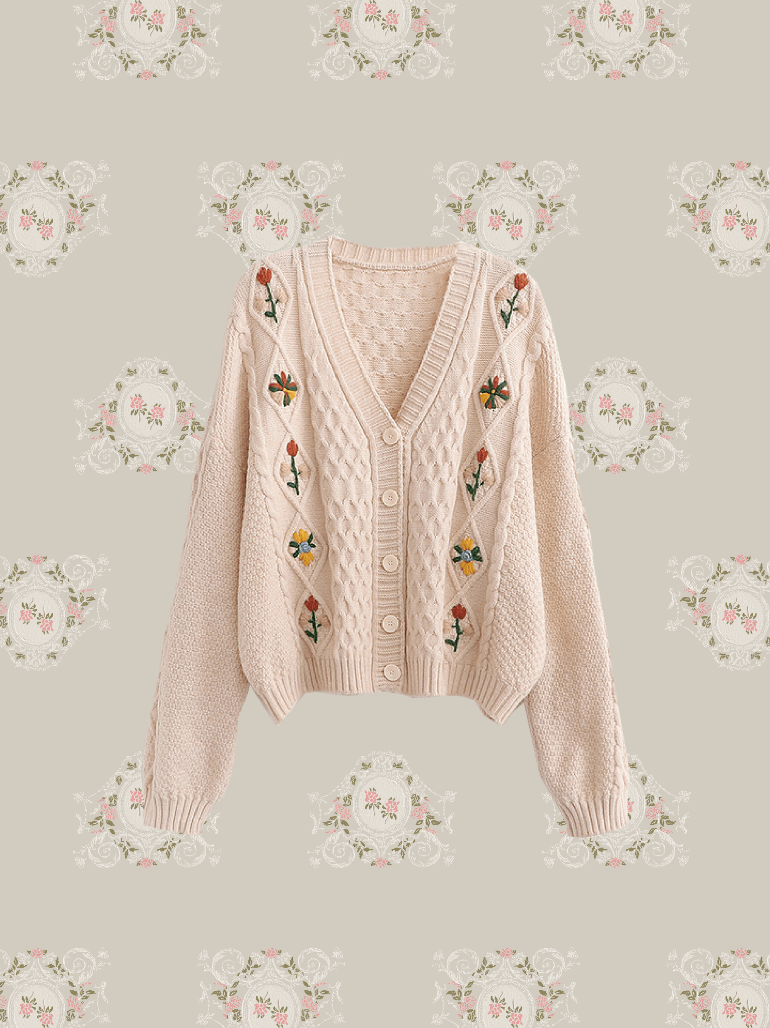 Twist Embroidered Knit Cardigan - LOVE POMME POMME