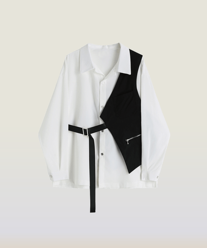 Unique Belted Vest Shirt - LOVE POMME POMME