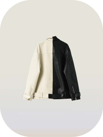 Vintage Bi-Color Leather Jacket - LOVE POMME POMME