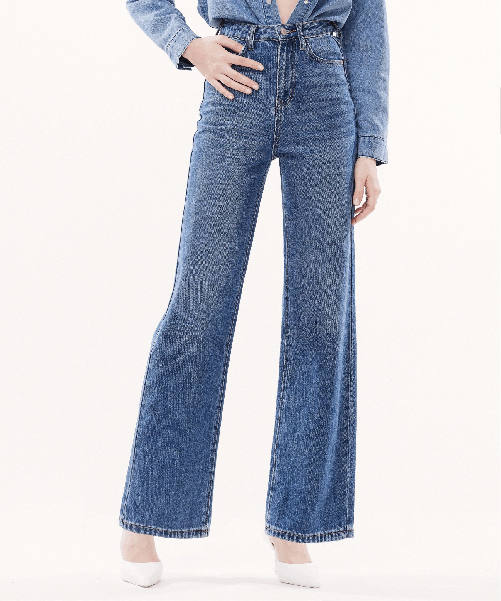 Vintage Denim Flared Pants - LOVE POMME POMME